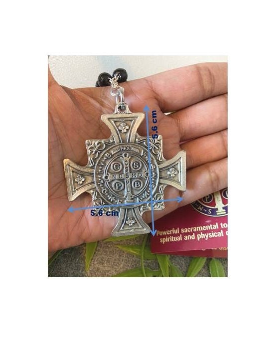 Large St Benedict Medal, St Benedict Car Rosary, One Decade Wood Rosary, Door hanger with St Benedict Medal, Home Protection and Blessings