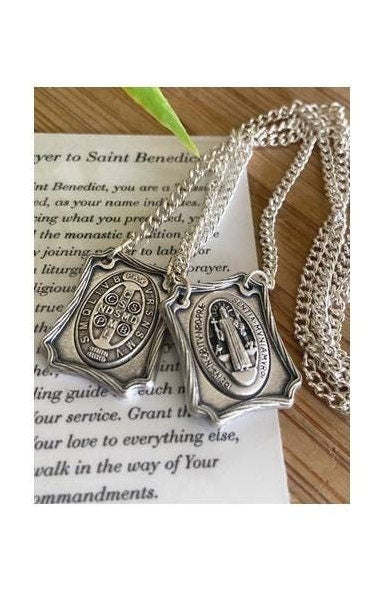 St Benedict Scapular, San Benito Scapular, Protection and Healing Scapular, Catholic Patron Saint, Devotional Scapular, Saints Prayer Card