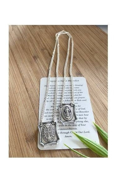 St Benedict Scapular, San Benito Scapular, Protection and Healing Scapular, Catholic Patron Saint, Devotional Scapular, Saints Prayer Card