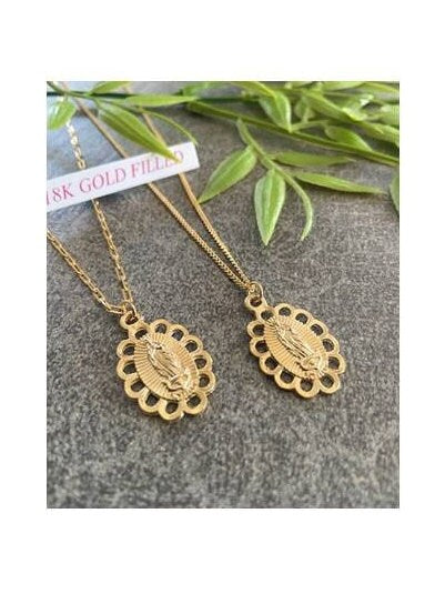 Gold Virgin Mary Necklace, Gold Filled Our Lady of Guadalupe Necklace, 18KT Gold Filled Feminine Guadalupe Jewelry,Motherhood Saint Jewelry