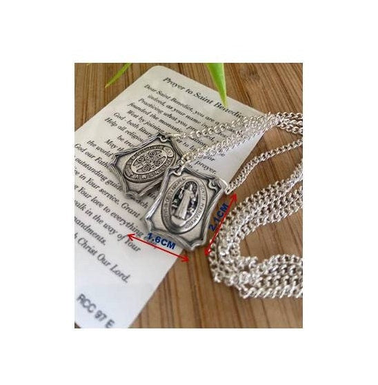 St Benedict Scapular, San Benito Scapular, Protection and Healing Scapular, Catholic Patron Saint, Devotional Scapular, Saints Prayer Card