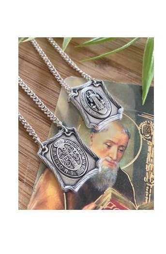 St Benedict Scapular, San Benito Scapular, Protection and Healing Scapular, Catholic Patron Saint, Devotional Scapular, Saints Prayer Card