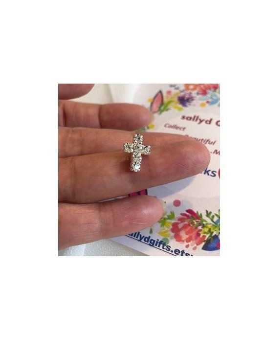 Sterling Crystal Earring Stud, CZ Cross Earring, Classy Clear Stone Cross Sterling Ear Stud, Cross Crystal Jewelry, Silver Cross Ear Stud