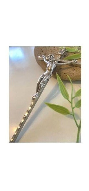 Metal Wall Crucifix, Small Crucifix for Wall, Hanging Crucifix, Home Blessing Cross, Silver Crucifix For Home Decor, Bomboneire Gifts