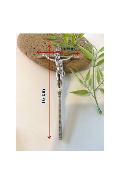 Metal Wall Crucifix, Small Crucifix for Wall, Hanging Crucifix, Home Blessing Cross, Silver Crucifix For Home Decor, Bomboneire Gifts