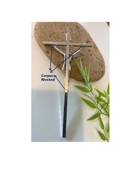 Metal Wall Crucifix, Small Crucifix for Wall, Hanging Crucifix, Home Blessing Cross, Silver Crucifix For Home Decor, Bomboneire Gifts