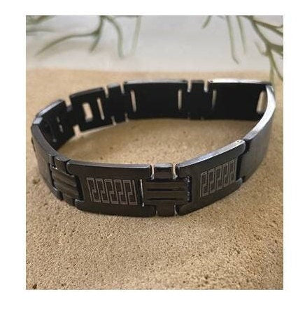 Black Tone Cross Stainless Steel Bracelet, Stainless Steel Mens Bracelet, Black Wristband with Cross, Strong Steel New Unisex Bracelet