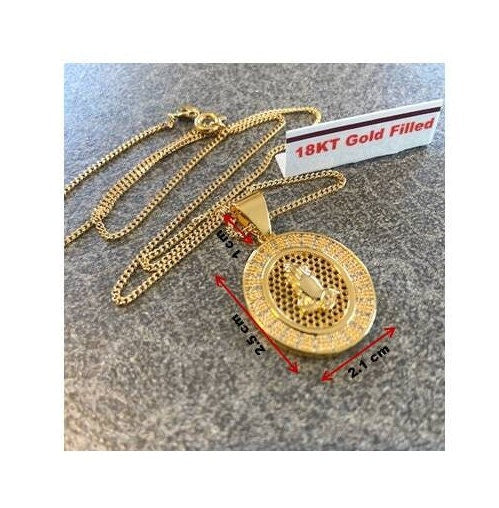18KT Gold Filled Praying Hands Necklace, Religious Necklace Praying Hand, Oval Pray Hands Medal , Adults Gold Christian Medal, Unisex Gift