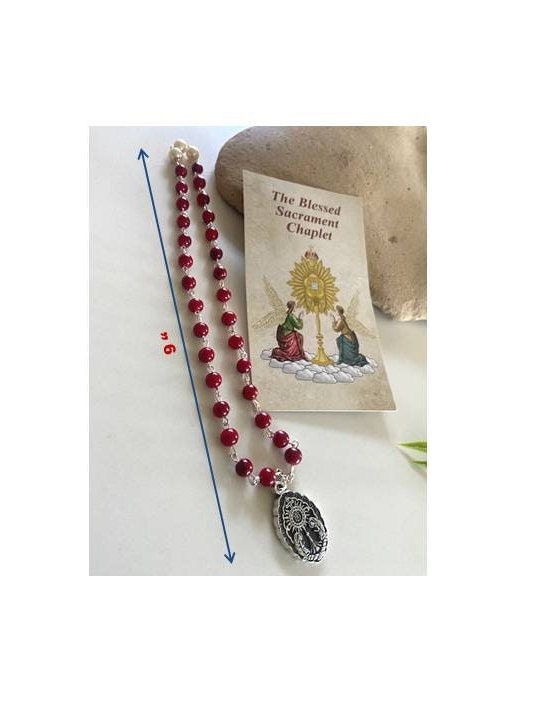 The Blessed Sacrament Chaplet, First Communion Gifts, Communion Prayers, Chaplet with Prayer card, Holy Eucharist Prayer, Sacraments Gifts