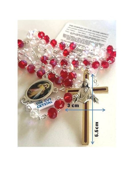 Divine Mercy Chaplet, Divine Mercy Crystal Rosary, St Faustina Prayer, How to Pray the Chaplet Prayer Card, Risen Christ,Blood of Jesus