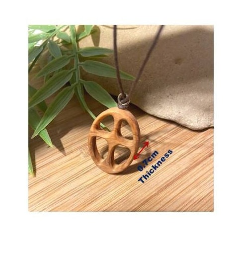 Olive Wood Cross Necklace for Men, Chunky Cross Wood Peace Sign, Adult Cross Medal On Cord, Natural Grain Wooden Cross , Graduation Gifts