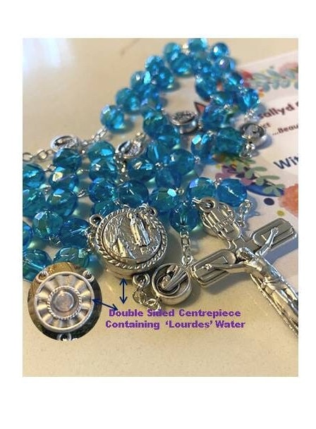Lourdes Water Rosary,Our Lady of Lourdes Rosary with Lourdes Water,St Bernadette Rosary,Rosary with Apparition of Mary, Saints Prayer Card