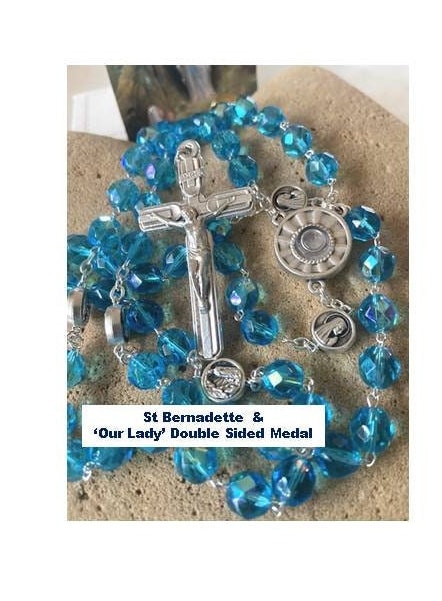 Lourdes Water Rosary,Our Lady of Lourdes Rosary with Lourdes Water,St Bernadette Rosary,Rosary with Apparition of Mary, Saints Prayer Card