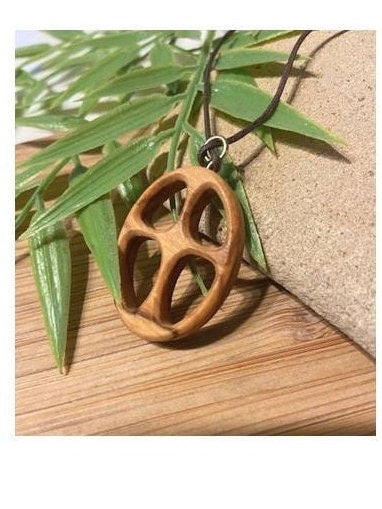 Olive Wood Cross Necklace for Men, Chunky Cross Wood Peace Sign, Adult Cross Medal On Cord, Natural Grain Wooden Cross , Graduation Gifts