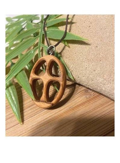 Olive Wood Cross Necklace for Men, Chunky Cross Wood Peace Sign, Adult Cross Medal On Cord, Natural Grain Wooden Cross , Graduation Gifts