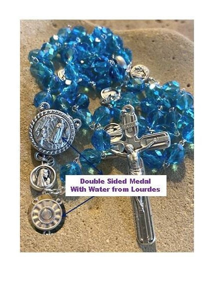 Lourdes Water Rosary,Our Lady of Lourdes Rosary with Lourdes Water,St Bernadette Rosary,Rosary with Apparition of Mary, Saints Prayer Card