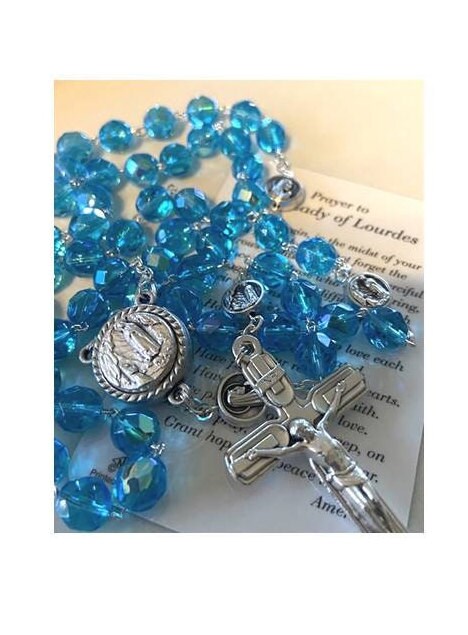 Lourdes Water Rosary,Our Lady of Lourdes Rosary with Lourdes Water,St Bernadette Rosary,Rosary with Apparition of Mary, Saints Prayer Card