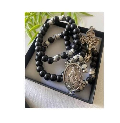Paracord Rosary, Big Beads Paracord Prayer Beards, Military Style Rosary, Copper Wood Beads Rosary, Strong Outdoor Rosary, Soldiers Gift
