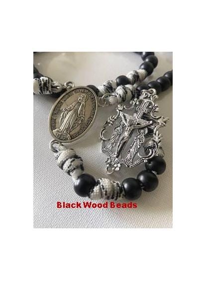 Paracord Rosary, Big Beads Paracord Prayer Beards, Military Style Rosary, Copper Wood Beads Rosary, Strong Outdoor Rosary, Soldiers Gift