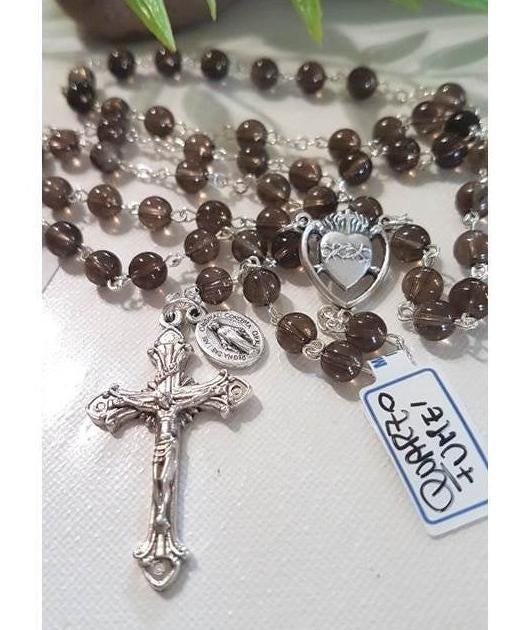 Smoky Quartz Gemstone Rosary,Genuine Gemstone Prayer Beads,Smoky Quartz Natural Stone,Stress Relieves,Italian Imports Beads,Catholic Gifts