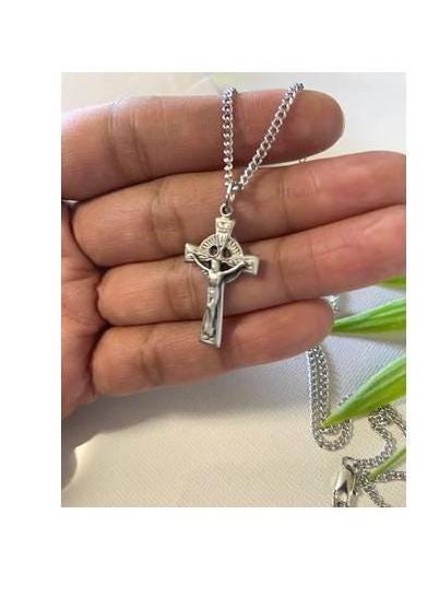 Small Celtic Crucifix, Ladies Celtic Cross, Pewter Cross for Children, First Communion and Confirmation Gift, St Patrick's  Cross