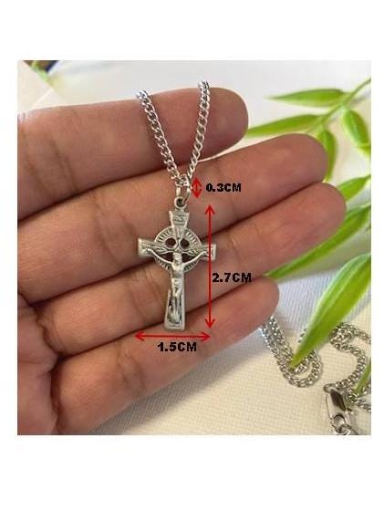 Small Celtic Crucifix, Ladies Celtic Cross, Pewter Cross for Children, First Communion and Confirmation Gift, St Patrick's  Cross