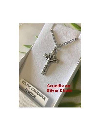 Small Celtic Crucifix, Ladies Celtic Cross, Pewter Cross for Children, First Communion and Confirmation Gift, St Patrick's  Cross