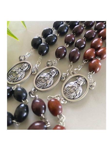 Men's Black Rosary, Real Wood Men's Rosary, Large and Long Rosary for Adult, Natural and Mahogany Wood Rosary Necklace, Rosary to Wear
