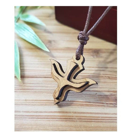 Olivewood Holy Spirit Pendant On Cord/Olive Wood Holy Spirit Necklace/Natural Wood Religious Necklace/Wood Confirmation Pendant/Wooden Gifts