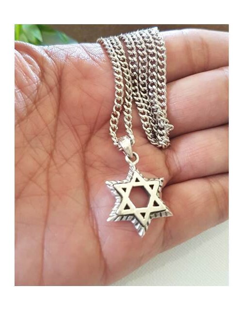 Solid Star Of David Pendant, Heavy 925 Sterling Silver Magen David Medal, Ladies And Men Shield of David Pendant,Unisex Pentagram Medal