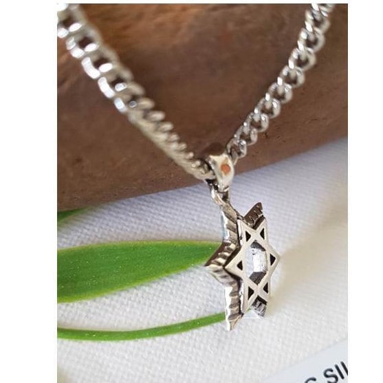 Solid Star Of David Pendant, Heavy 925 Sterling Silver Magen David Medal, Ladies And Men Shield of David Pendant,Unisex Pentagram Medal