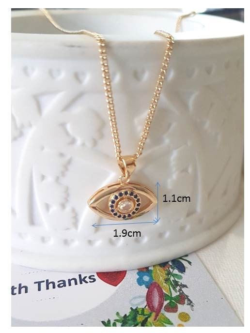 Gold Filled Evil Eye with Sapphire CZ Necklace,14K Gold Filled Evil Eye Pendant, Ladies Lucky Eye Necklace, Gold Evil Eye Jewelry