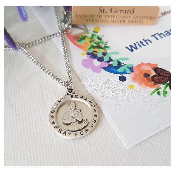 St Gerard Sterling Silver Necklace/Patron Saint For Expectant Mothers /Saint For Fertility and Pregnancy/Sterling Silver Saint Jewelry