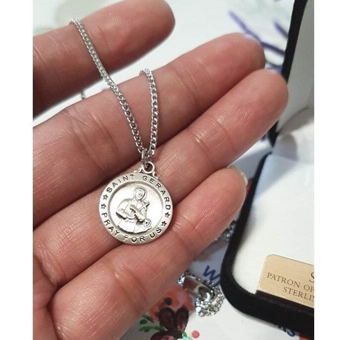 St Gerard Sterling Silver Necklace/Patron Saint For Expectant Mothers /Saint For Fertility and Pregnancy/Sterling Silver Saint Jewelry