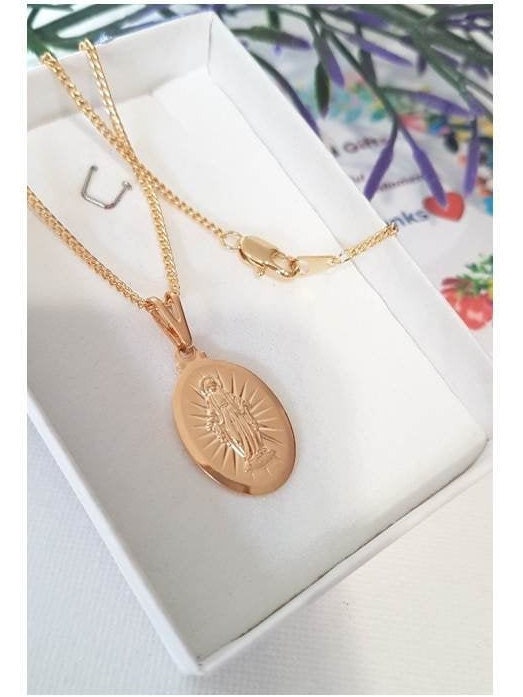 Virgin Mary Gold Filled Pendant/18K Gold Filled Our Lady Of Grace Necklace/Ladies Miraculous Lady Pendant/Girls Gold Filled Madonna Pendant