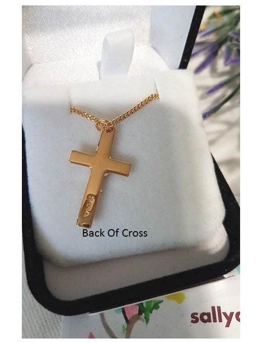 Cross With Rose Pendant, 18Kt Gold On Sterling Silver Cross, Ladies Cross with Rose Pendant, Mother's Day, Wife Gift, Ladies Christian Gift