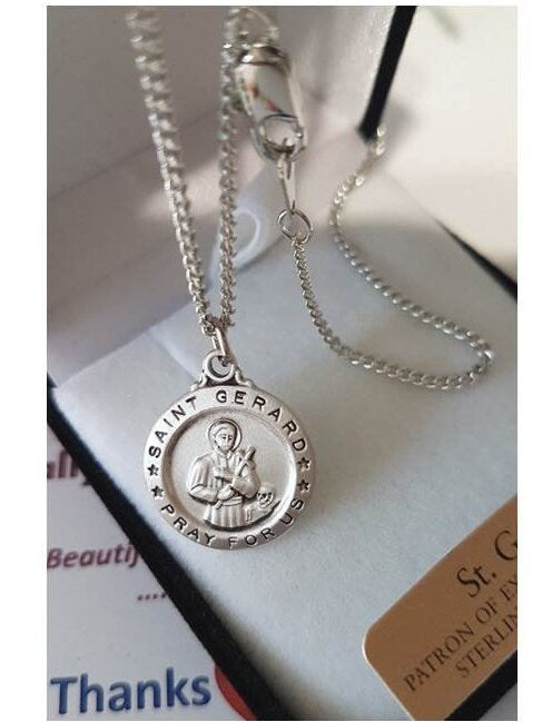 St Gerard Sterling Silver Necklace/Patron Saint For Expectant Mothers /Saint For Fertility and Pregnancy/Sterling Silver Saint Jewelry