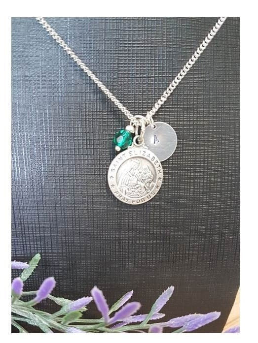 St Elizabeth Of Hungary Catholic Medal/Pewter Saint Elizabeth Patron saint of Widows, Brides ,Sick Children/Personalised Birthstone charms
