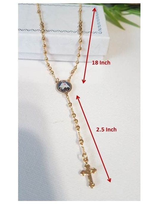 Gold Filled Caridad Del Cobre Necklace,18K Gold Filled Rosary Chain,Gold Our Lady Of Charity Rosary Necklace,Ladies Rosary,Virgin Mary Medal