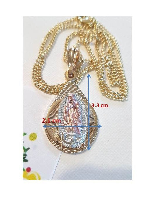 Rose Gold Guadalupe Medal,Virgin Of Guadalupe Gold Filled Necklace,Our Lady of Guadalupe Tri Tone Gold Pendant,Gold Silver Rose Gold Medal