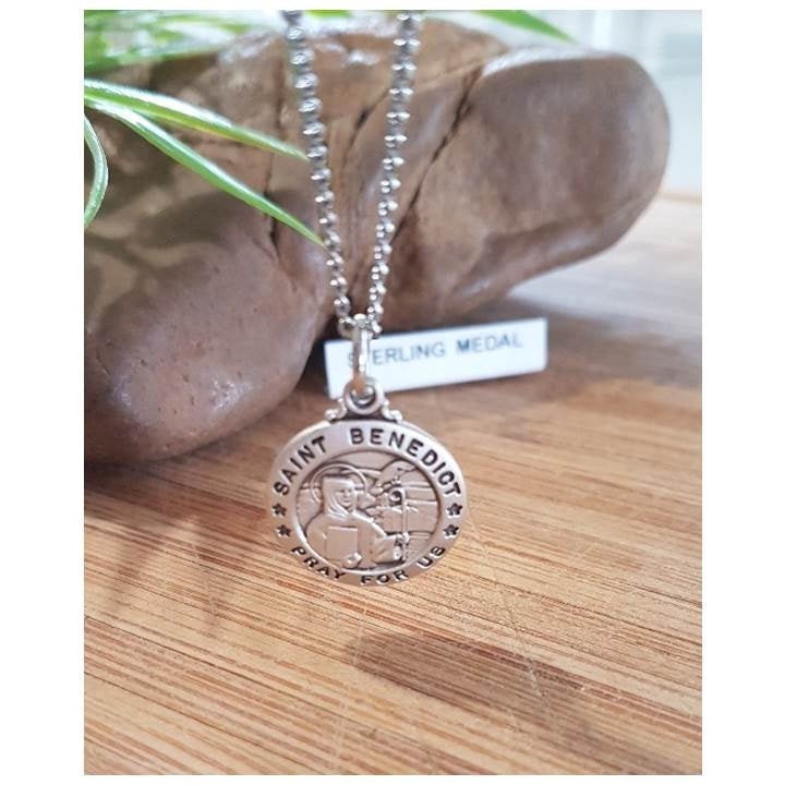 Protection St Benedict Sterling Silver Medal,Saint Benedict of Nursia ,Patron Saint Necklace,Evil and Harm Protector,Orthodox and Catholic