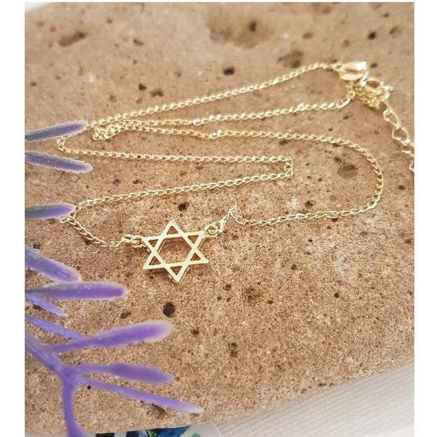 Small Gold Filled Star Of David Necklace,Floating Pendant Star Of David,Cute Gold Filled Shield of David,Magen David Jewelry,18K Rolled Gold