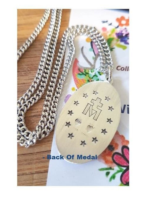 Big Sterling Silver Miraculous Medal,Heavy Sterling Our lady of Miraculous Pendant,Men and Women Chunky Silver Madonna Medal,Virgin Mary