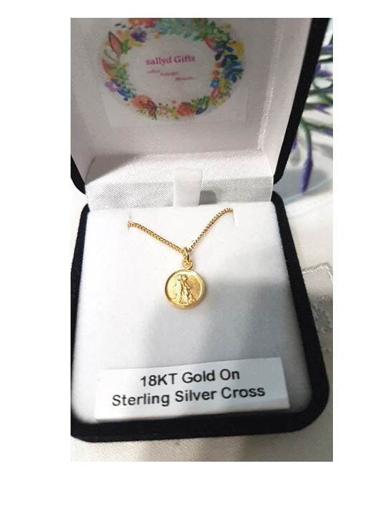 Gold On Sterling Guardian Angel Medal Pin,Sterling Bar Pin,Baby Lapel Pin,Guardian Angel with Children,Baptism Gift,Christening Gift