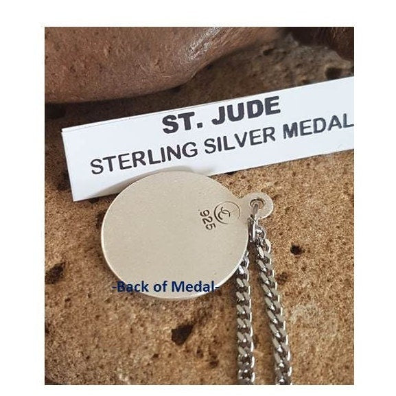 St Jude Thaddeus Sterling Medal,Adult Sterling Patron Saint Necklace,Saint Jude Silver Pendant,St Jude for Desperate Cause,Lost Cause Saint