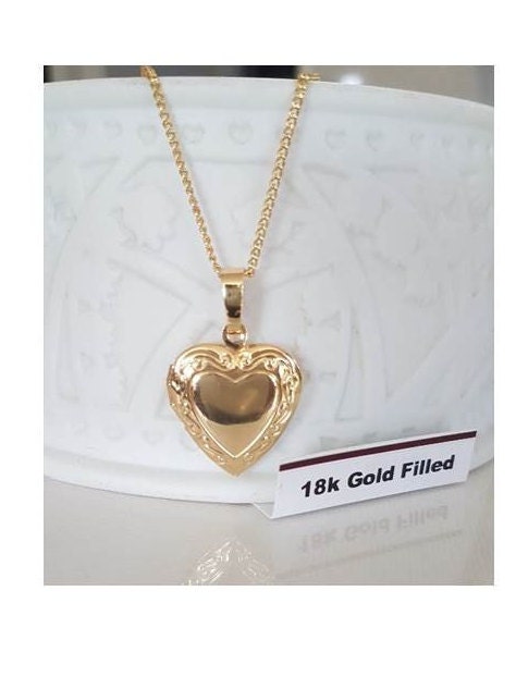 Gold Filled Heart Locket/Shiny 18Kt Gold Filled Locket Pendant,Hearts Photo Charm,Necklace for Her,Memorial Gifts,Mothers Day Jewelry
