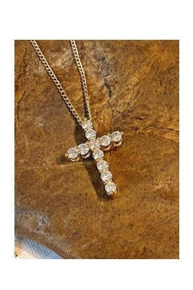 Cute Gold Cross,18K Gold Filled Diamante Cross, CZ Clear Stone Cross, Bridal And Wedding Jewelry, Floating Gold Cross Necklace, Gift For Her