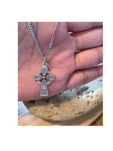 Children Celtic Cross,Ladies Celtic Cross,Children's Irish Pewter Medal,Celtic Knot, Boys Christian Jewelry, Teenager St Patricks' Jewelry