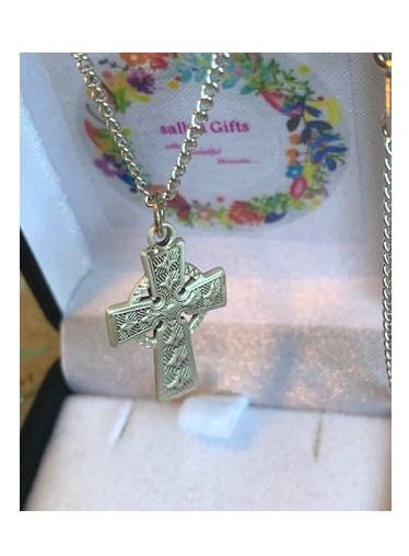 Sterling Celtic Cross Necklace, Boys and Men Celtic Cross,Christian Jewelry, Celtic Knots Medal, Irish Jewelry, Ladies Cross Medal