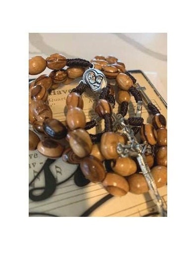 Olive Wood Rosary with Jerusalem Soil, Holy Land Rosary Beads, Handcrafted Rosary, Non Tarnish Wood Prayer Beads, Jerusalem Men's Rosary